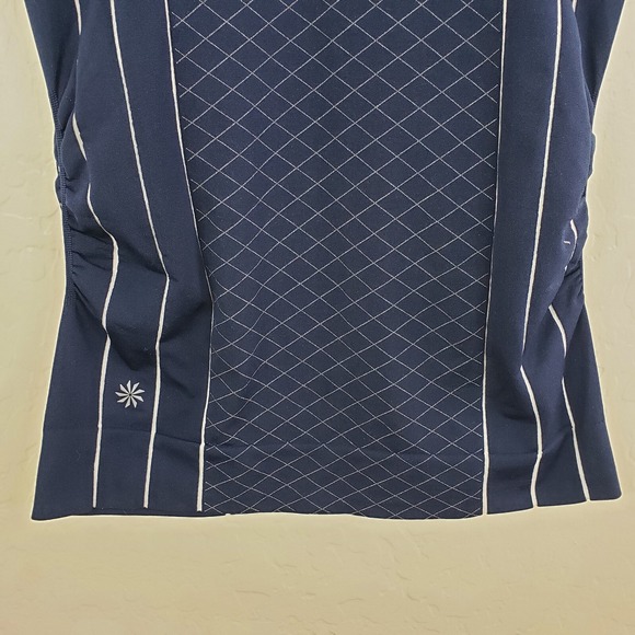 Athleta Finish Fast Line Tee Women's Small Top Blue White Short Sleeve #591287 - Picture 8 of 11